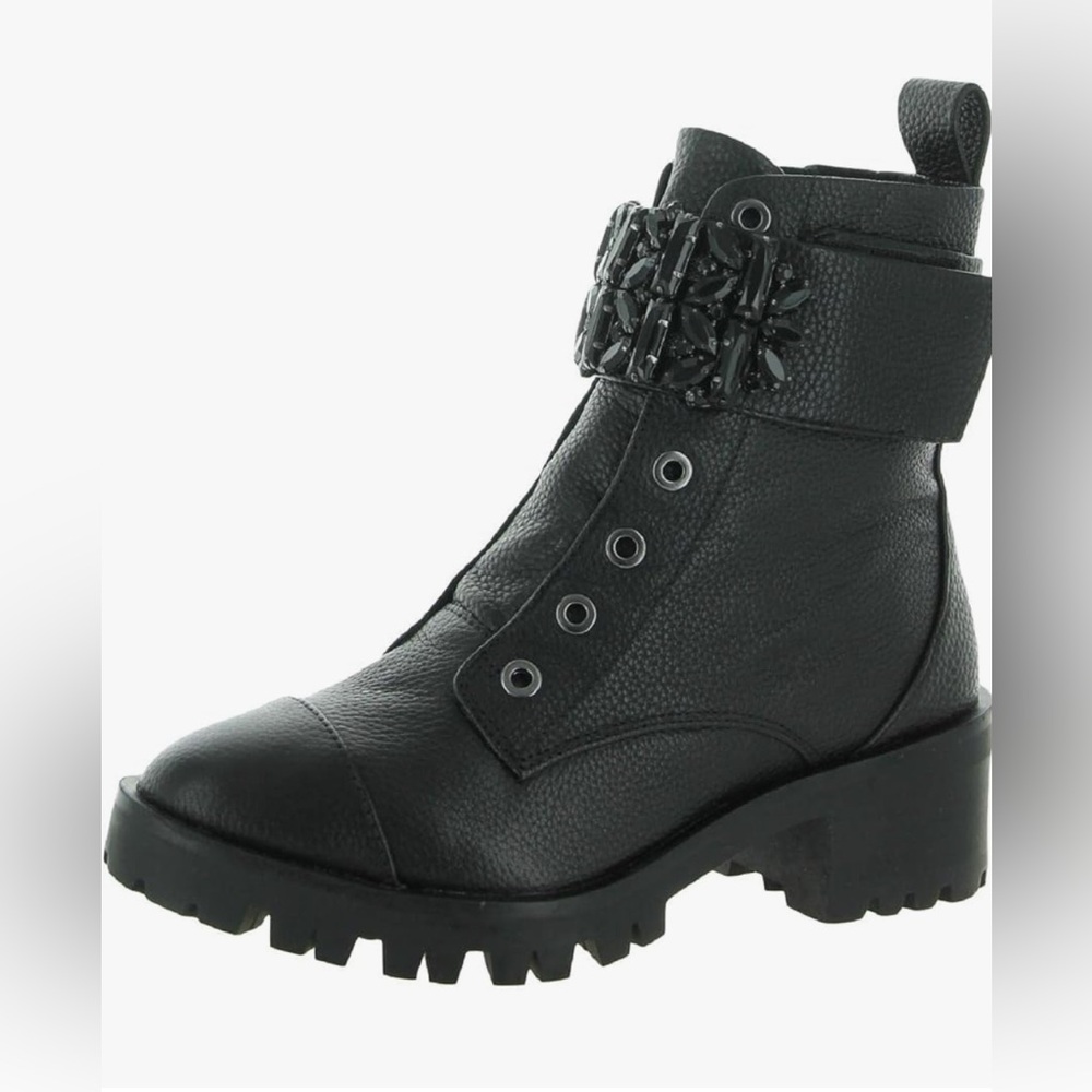 Pippa Jeweled Strap Pebbled-Leather Lug
Boots